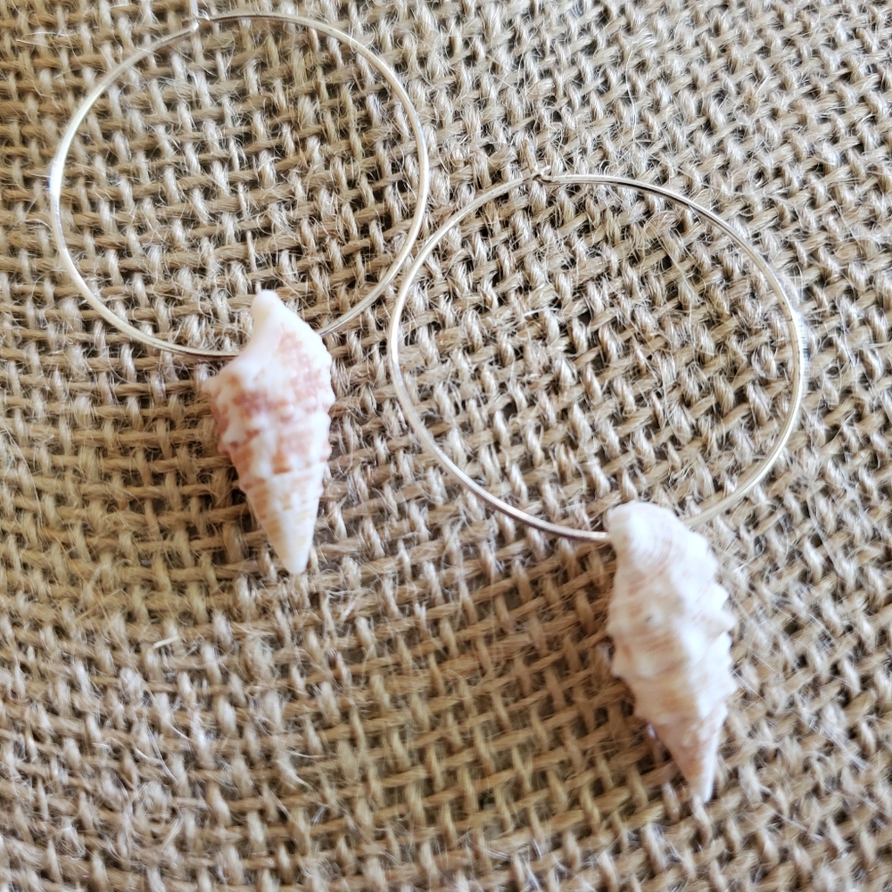 Seashell Hoops - Picture 3 of 3